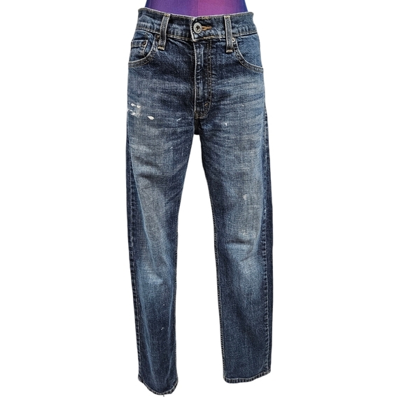 Signature Levi's Strauss Painted Dark Wash Denim Slim Straight Size 29x32 W41 - Picture 12 of 13
